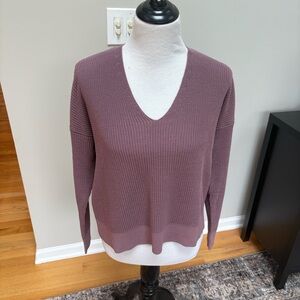 Eileen Fisher | Mauve Knit V-Neck Organic Linen Sweater, Sz S
